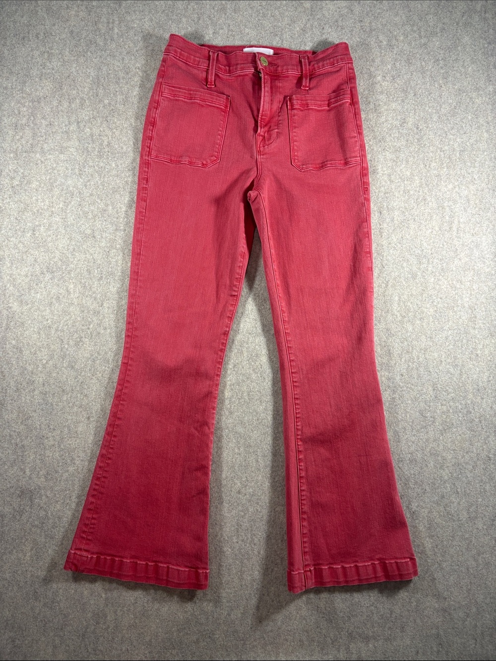 Frame Women’s Le Bardot Crop Flare Cherry Red Jeans size 26 EUC